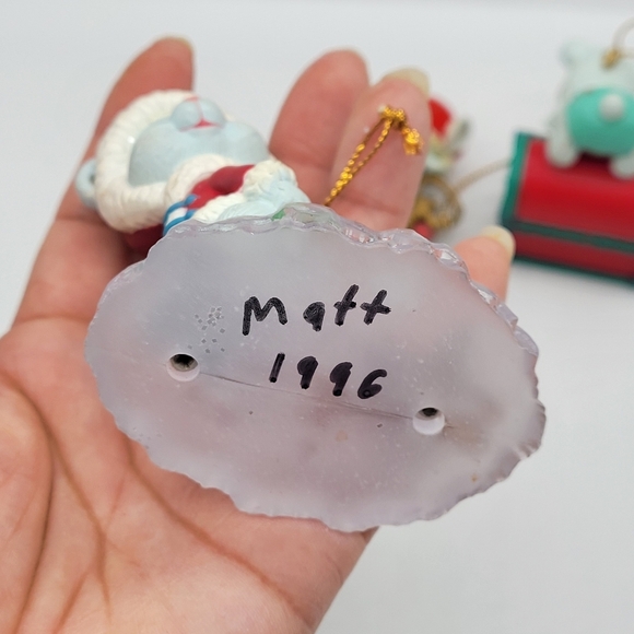 Lot of 3 Christmas Vintage Ornaments Bears, Enesco Lustre Mouse Bear Toy Box - Picture 3 of 8